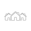 House icon. Three building outline symbol. Home line sign. Company pictogram. Royalty Free Stock Photo